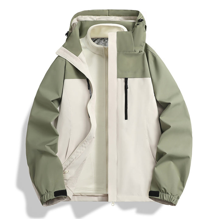 Herren Zwei-in-eins Softshell-Hybridjacke mit abnehmbarer Fleece-Innenjacke und wasserabweisender Membran Drune