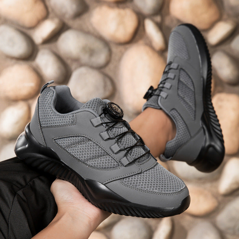 Herren Sportlicher Mesh-Oberflächen Sneaker mit Drehverschluss-Schnürsystem und stoßdämpfender Leichtsohle Drune
