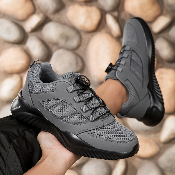 Herren Sportlicher Mesh-Oberflächen Sneaker mit Drehverschluss-Schnürsystem und stoßdämpfender Leichtsohle Drune