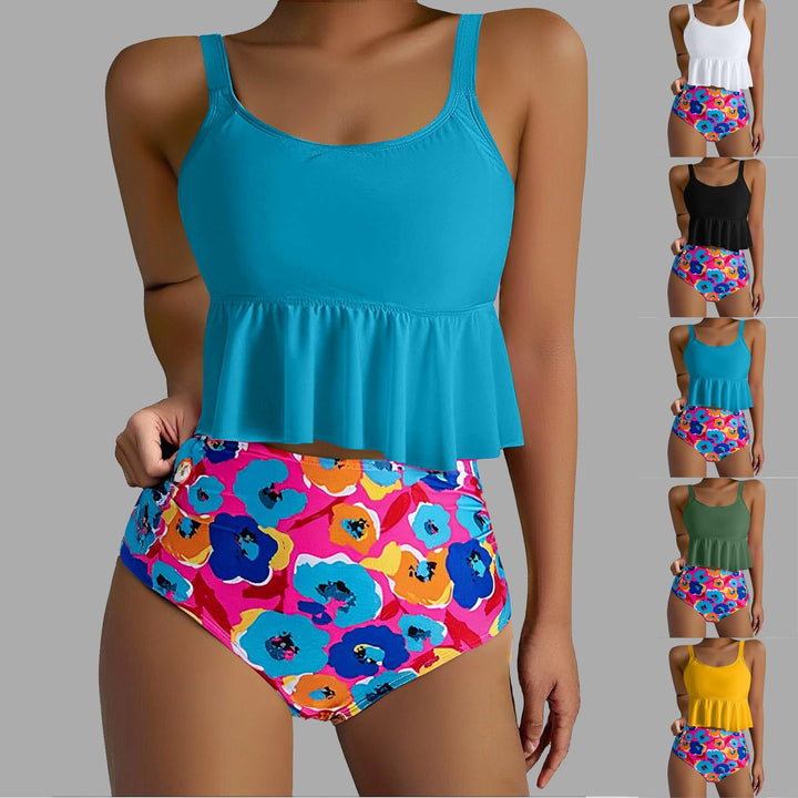 Damen Tankini-Set mit floralen Akzenten und Rüschen Drune