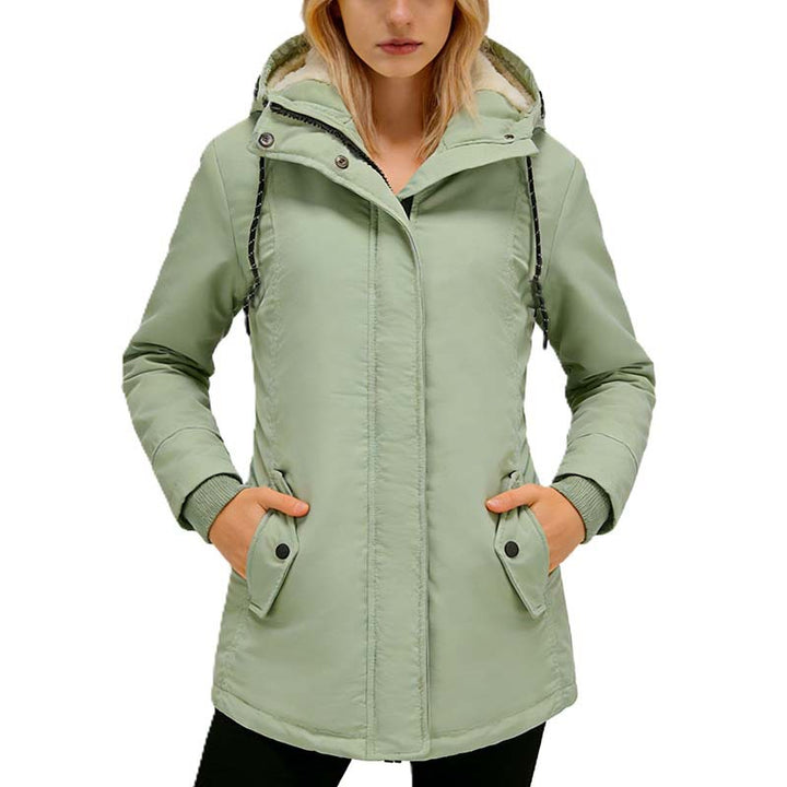 Damen Parka mit Teddyfutter, Kapuze und taillierter Silhouette Drune