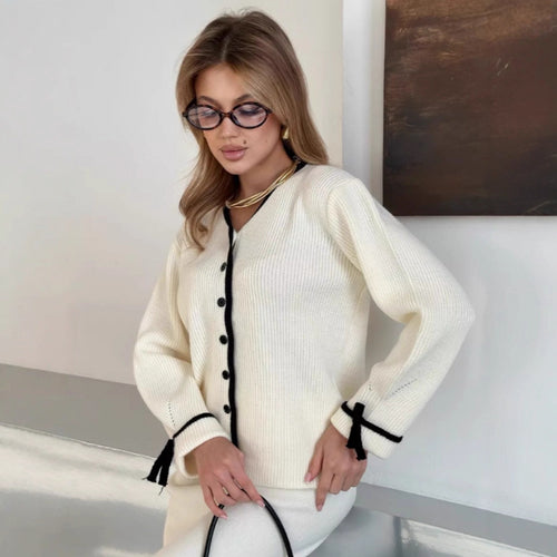 Damen Elegante Strickjacke mit Knöpfen Drune