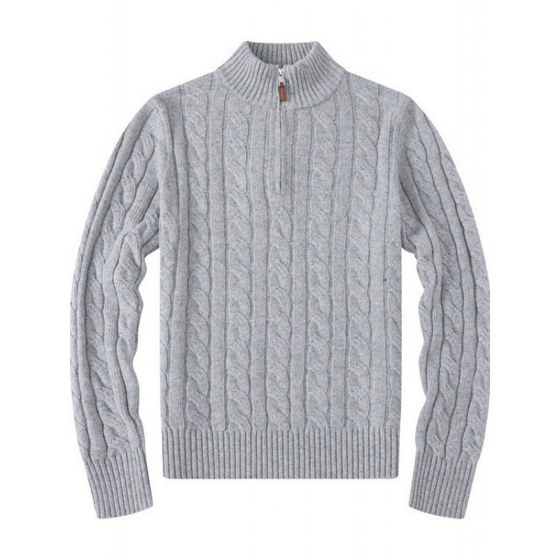 Herren Kabelstrickpullover mit Halbzip und Stehkragen aus weicher Kaschmirmischung Drune