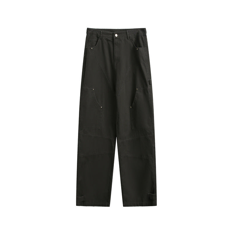 Damen Weite High‑Waist Cargo‑Hose mit Multifunktionstaschen und verstellbarem Saum Drune