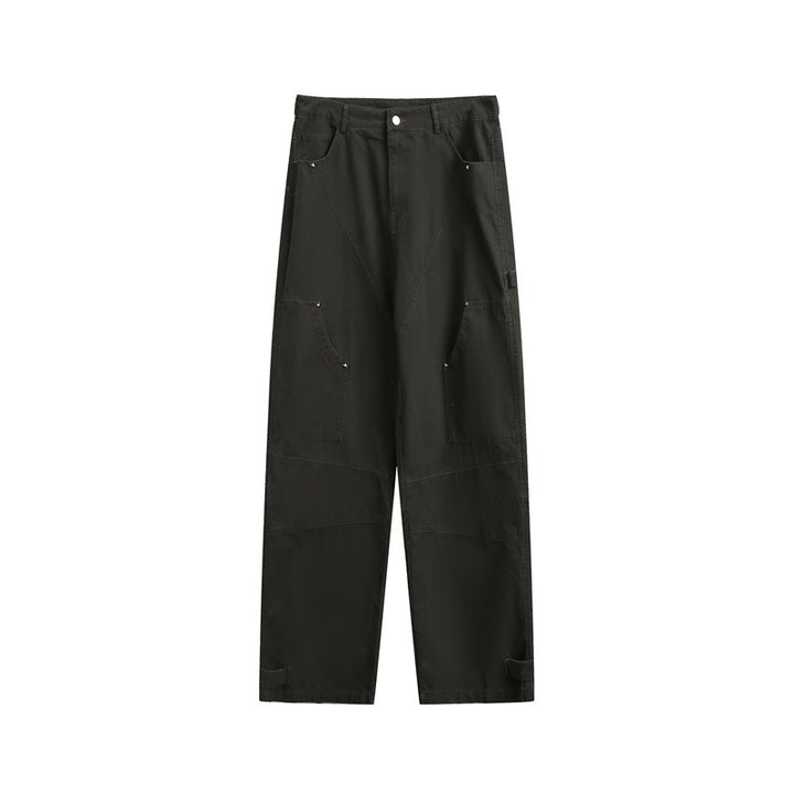 Damen Weite High‑Waist Cargo‑Hose mit Multifunktionstaschen und verstellbarem Saum Drune