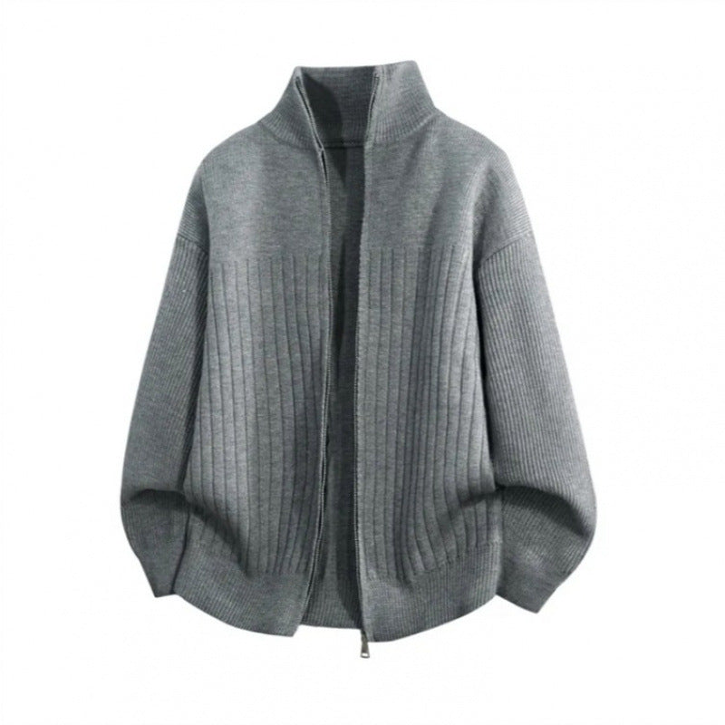 Herren modische Strickjacke mit hohem Kragen und strukturiertem Design Drune