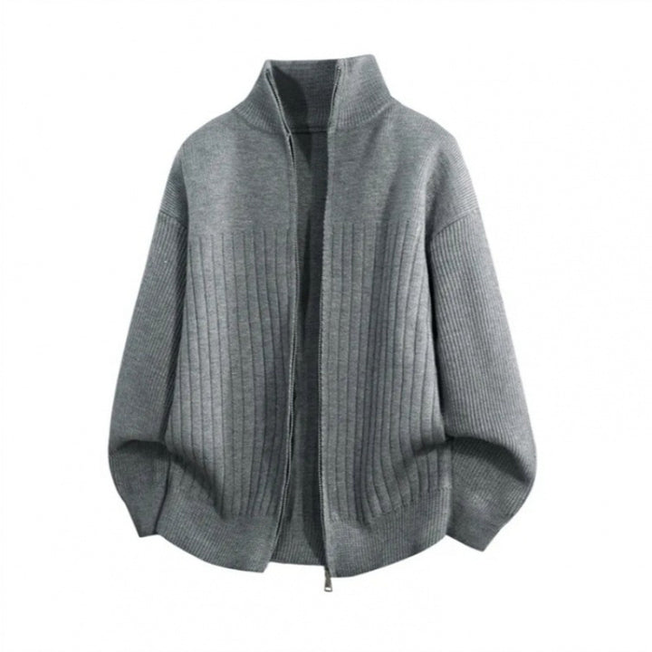 Herren modische Strickjacke mit hohem Kragen und strukturiertem Design Drune