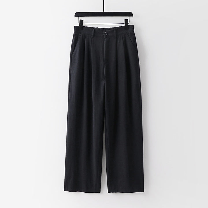 Damen weite Hose mit hoher Taille und Bundfalten Drune