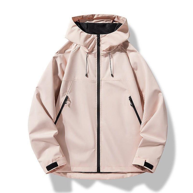 Herren Leichte zweifarbige Softshell-Hoodiejacke mit Kapuze, Reißverschlusstaschen und elastischem Saum Drune
