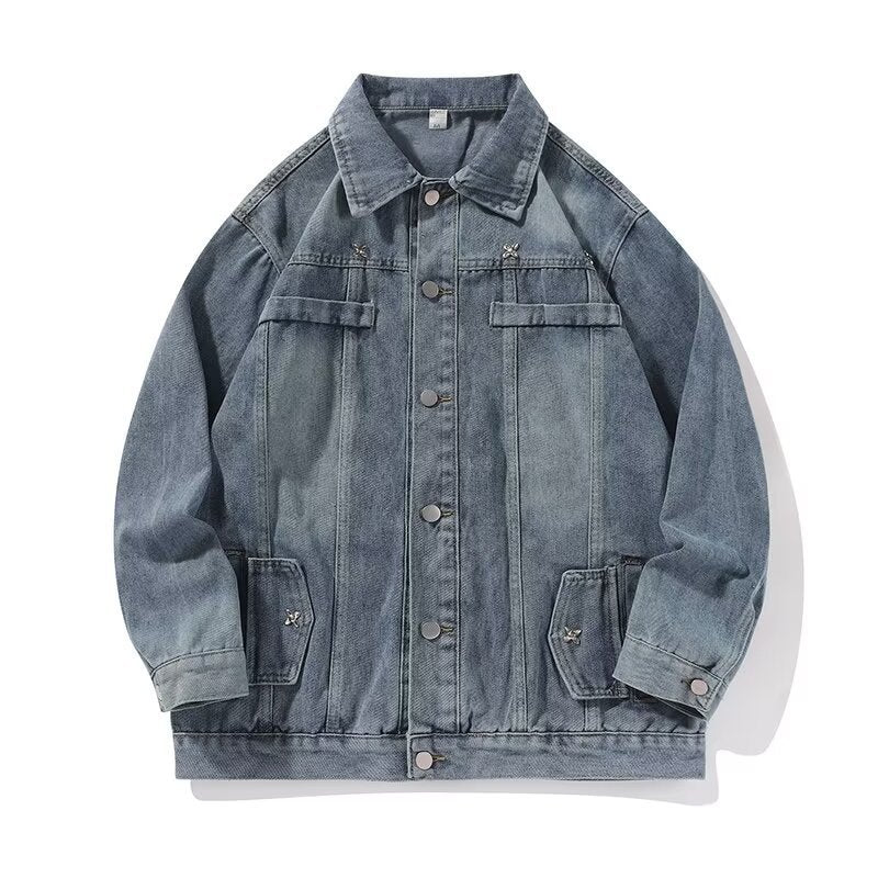 Herren lässige Denimjacke mit klassischen Details Drune