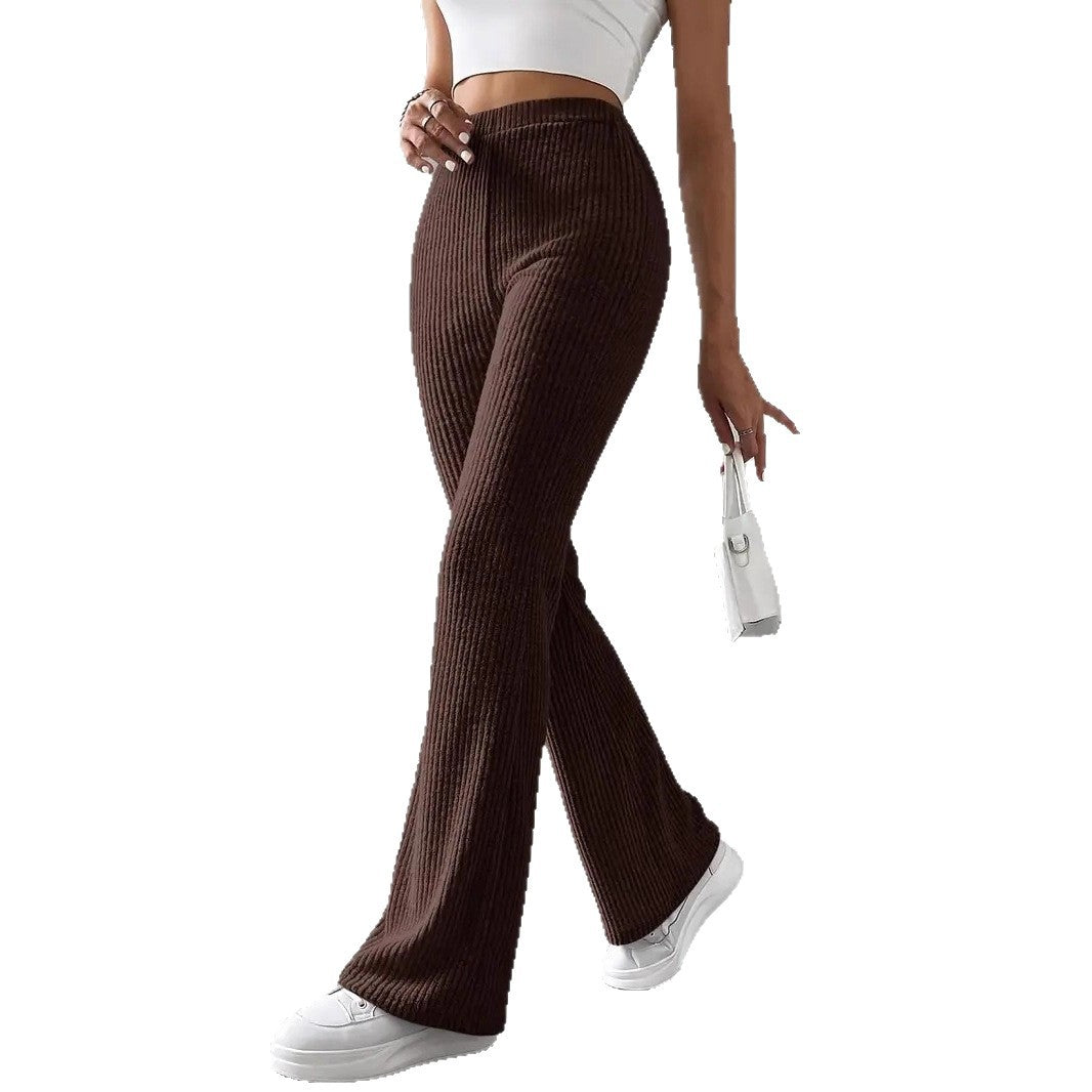 Damen Strickhose mit weitem Bein und Rippstruktur Drune