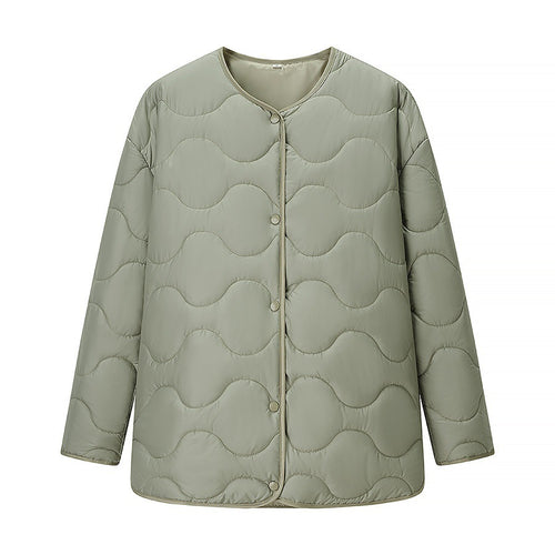 Damen Steppjacke mit Rundhalsausschnitt und Druckknopfverschluss Drune