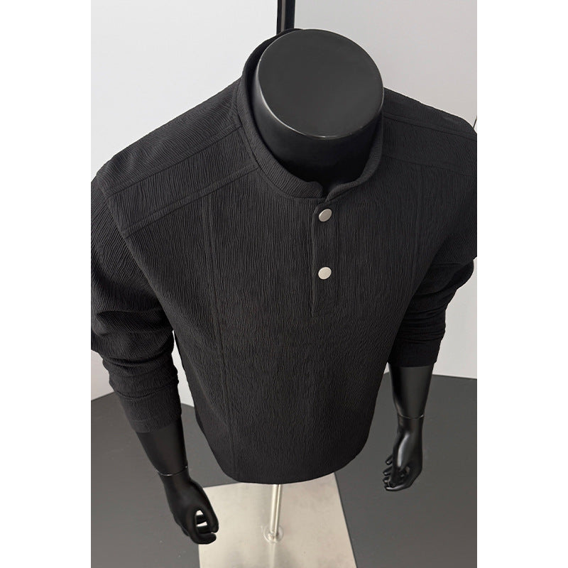 Herren Hochwertiger langärmeliger Pullover mit Knopfleiste Drune