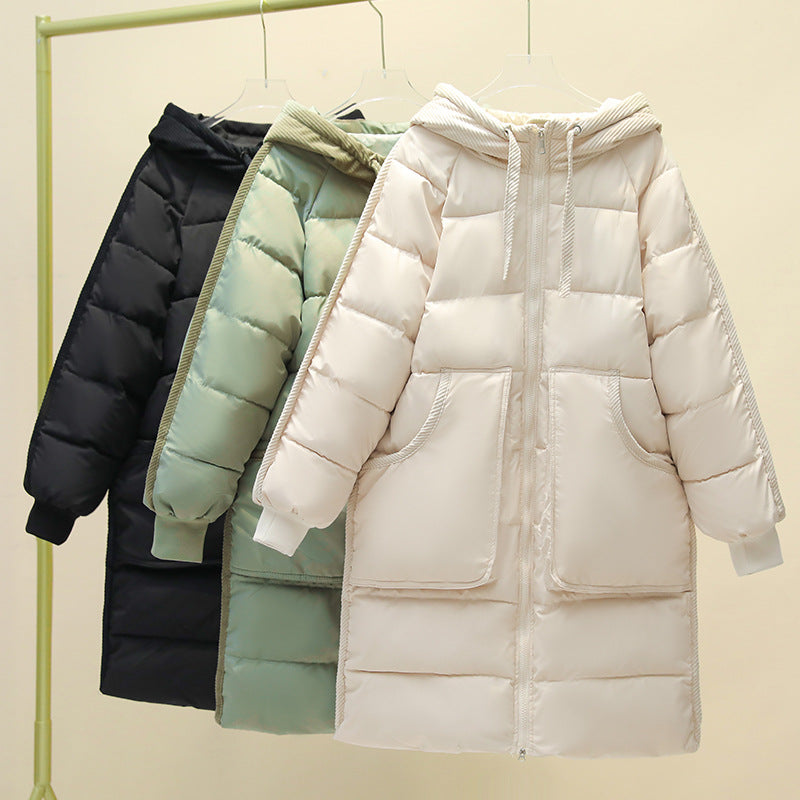 Damen Langer isolierter Pufferparka mit abnehmbarer Kapuze und großen Taschen Drune