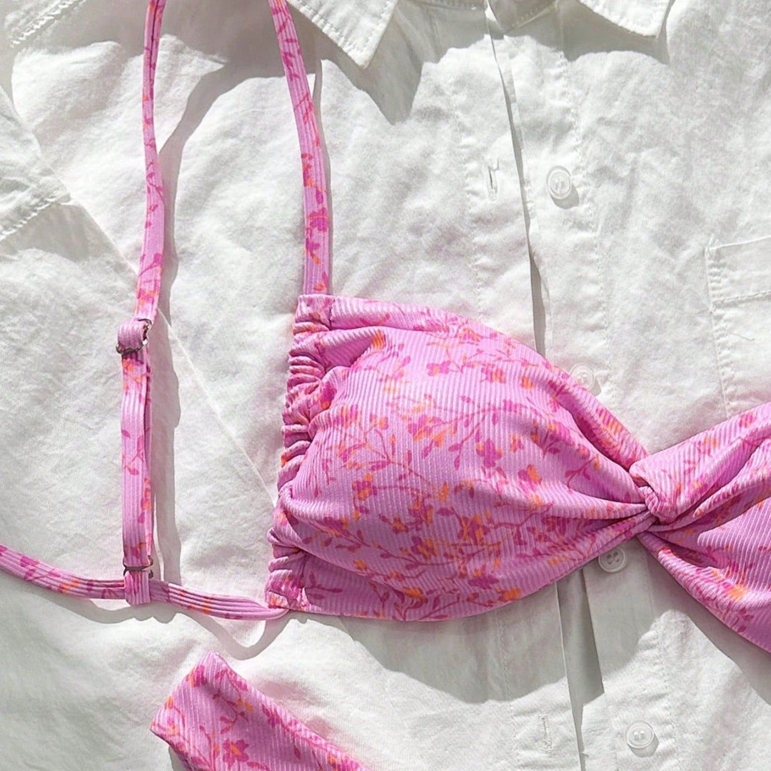 Damen Bügel-Bikini mit blühendem Design Drune
