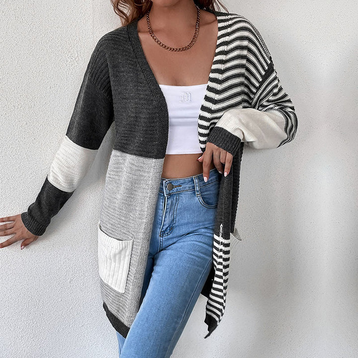 Damen Modischer Strickcardigan mit geometrischem Muster Drune