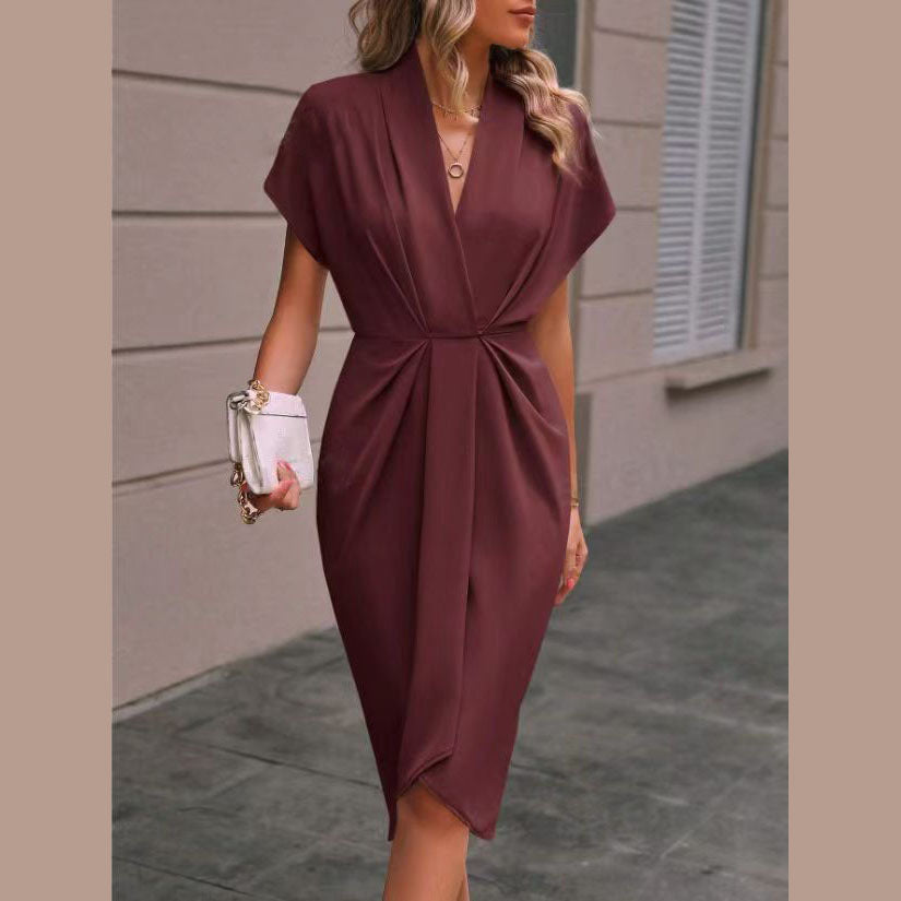 Damen Wickelkleid mit elegantem Drapierungsdesign Drune