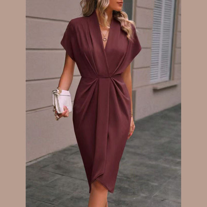 Damen Wickelkleid mit elegantem Drapierungsdesign Drune