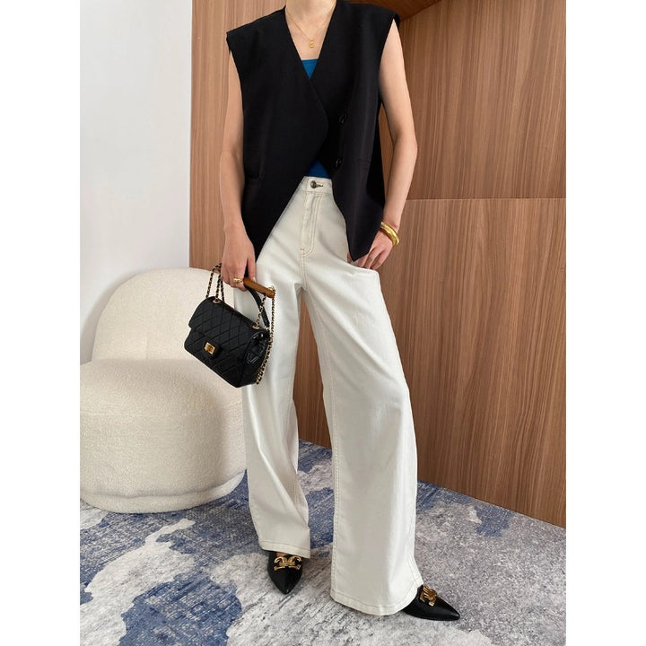 Damen elegante Weste mit asymmetrischem Schnitt und praktischen Taschen Drune