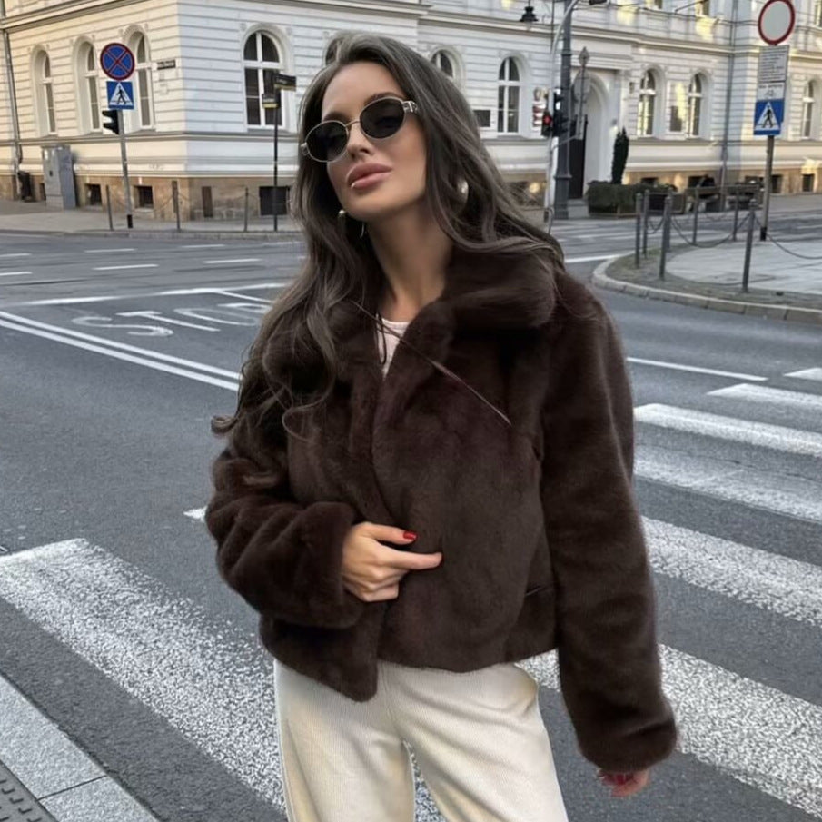 Damen kuschelige Kunstpelzjacke Drune