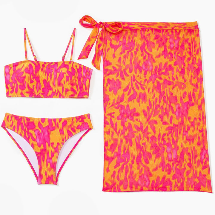 Damen Zweiteiliges Badeanzug-Set mit farbenfrohem Blumenmuster Drune