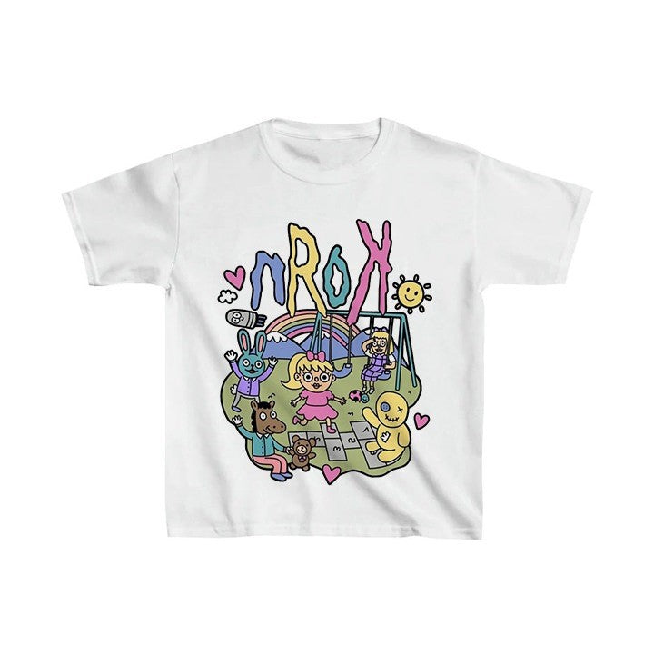 Damen Kurzarm T-Shirt mit verspieltem Grafiken-Design Drune