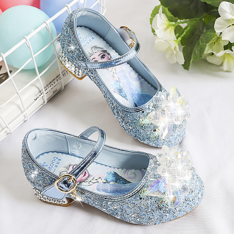Mädchen Glitzernde Mary Jane Schuhe mit funkelnden Blumenapplikationen Drune