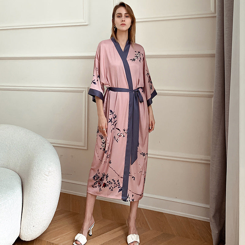 Damen Kimono-Robe mit zartem Blumenmuster und fließendem Schnitt Drune