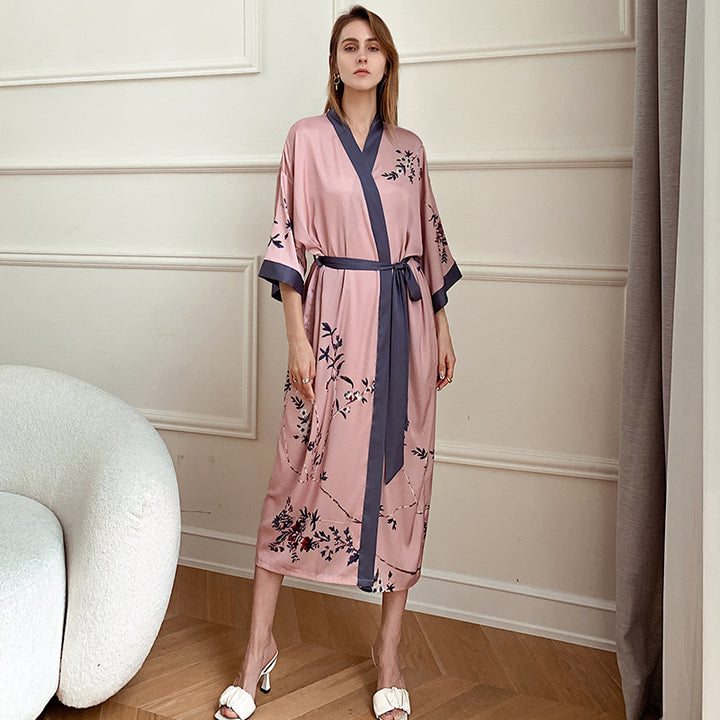 Damen Kimono-Robe mit zartem Blumenmuster und fließendem Schnitt Drune