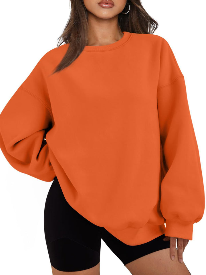 Damen nan Boxy-Crewneck-Sweat mit extraweiter Passform, Raglanärmeln und weichem Fleece-Innenfutter Drune