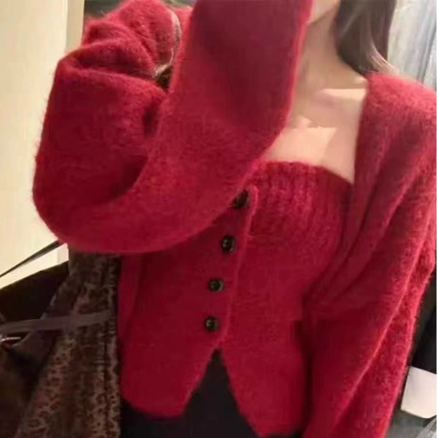 Damen Cardigan mit Knopf- und offenen Fronten Drune