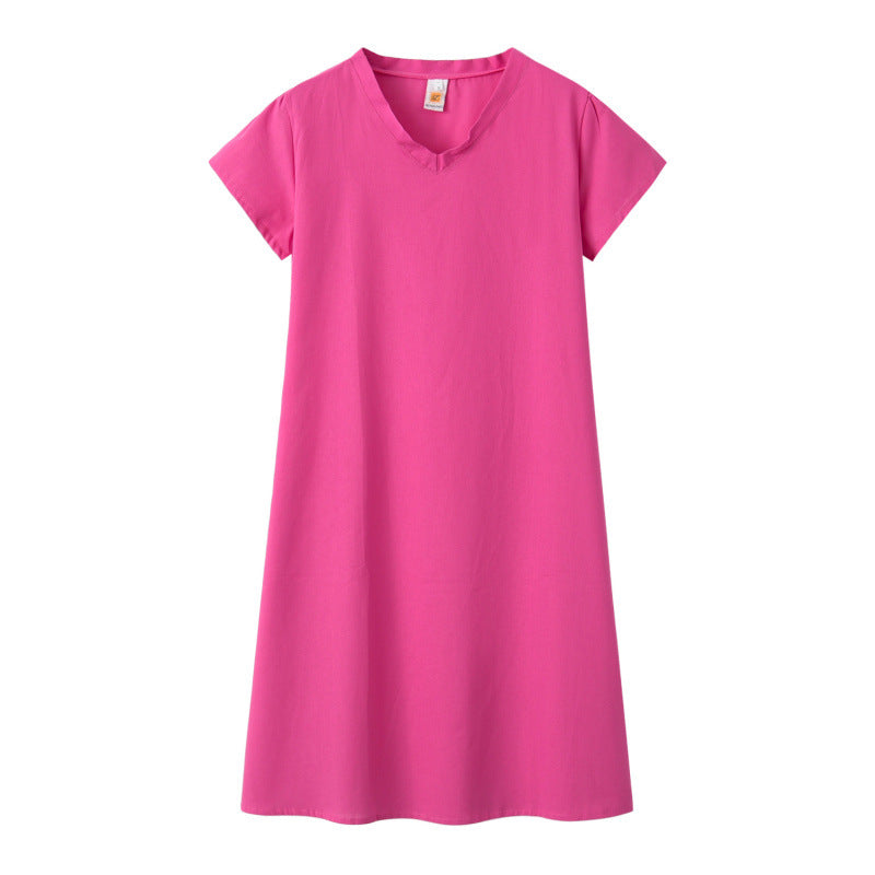 Damen Leinen-Midikleid Kastiges Oberteil