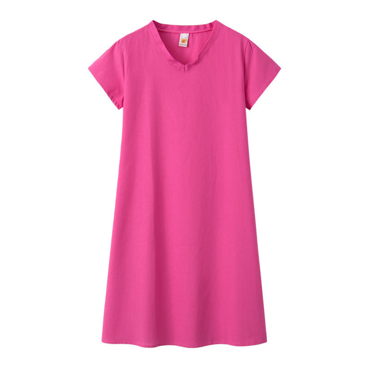 Damen Leinen-Midikleid Kastiges Oberteil