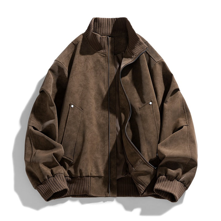 Herren Modische Bomberjacke aus Kunstleder Drune