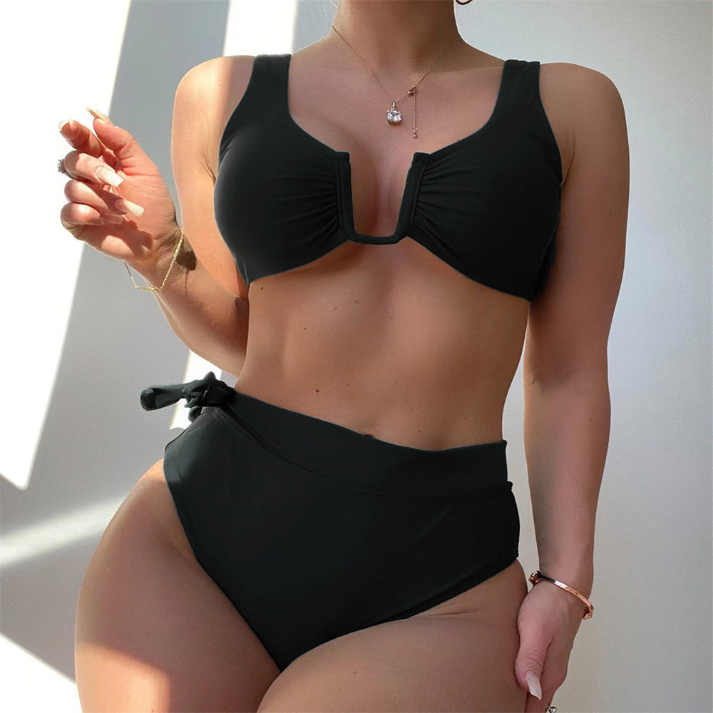 Damen Bikini-Set mit elegantem Knotendesign und hoch taillierter Hose Drune