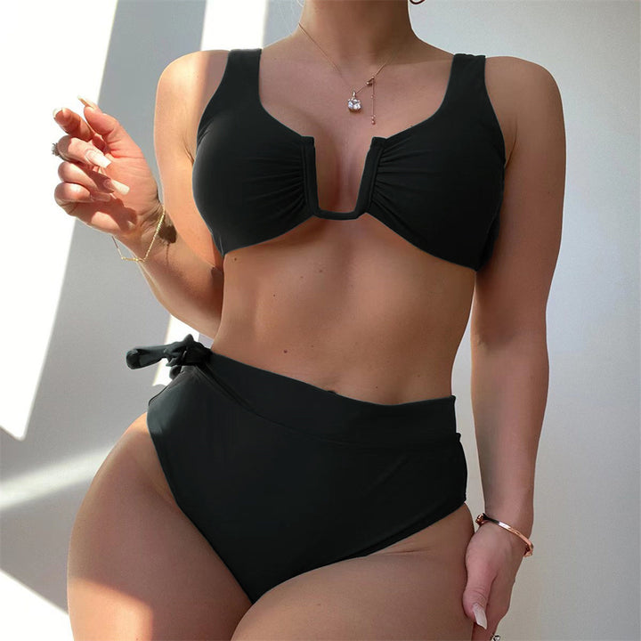 Damen Bikini-Set mit elegantem Knotendesign und hoch taillierter Hose Drune
