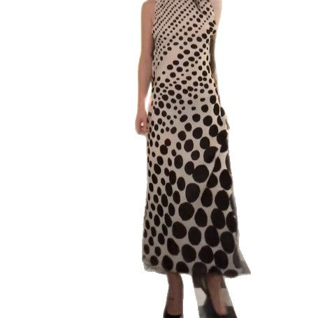 Damen Maxikleid mit asymmetrischem Schnitt und Punktmuster Drune