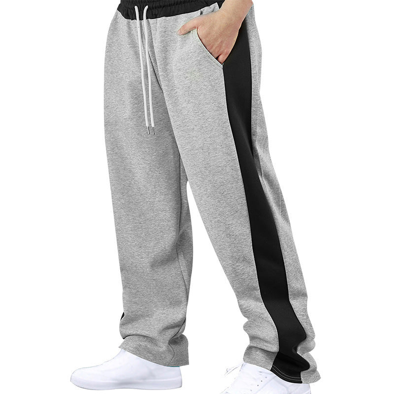 Herren nan sportive Jogginghose mit kontrastseitigem Panel geradem Bein Kordelzugbund und Eingrifftaschen Drune
