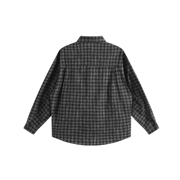 Unisex Oversize-Hemdjacke aus leichter Baumwollmischung mit Raglanärmeln und feinem Karomuster Drune