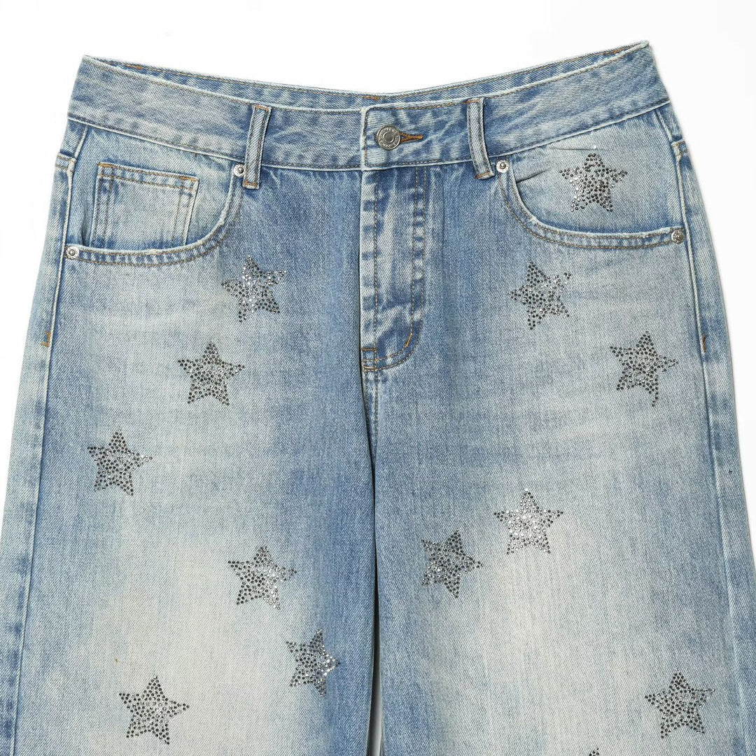 Damen Denim-Jeans mit funkelndem Sternenmuster Drune