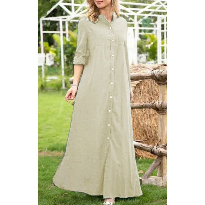 Damen Langarmhemdkleid mit Knopfdetails und raffiniertem Schnitt Drune