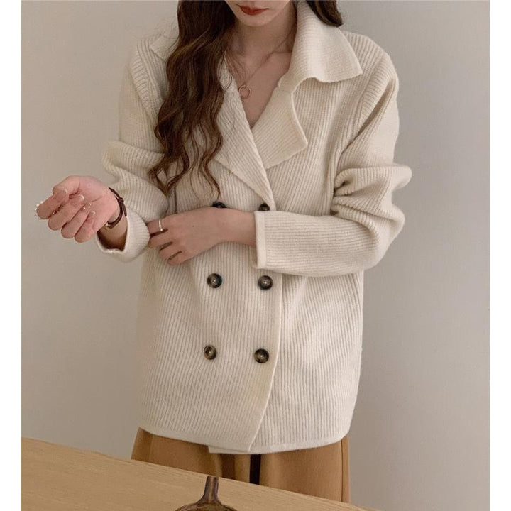 Damen elegante Strickjacke mit doppelter Knopfleiste und lässigem Schnitt Drune