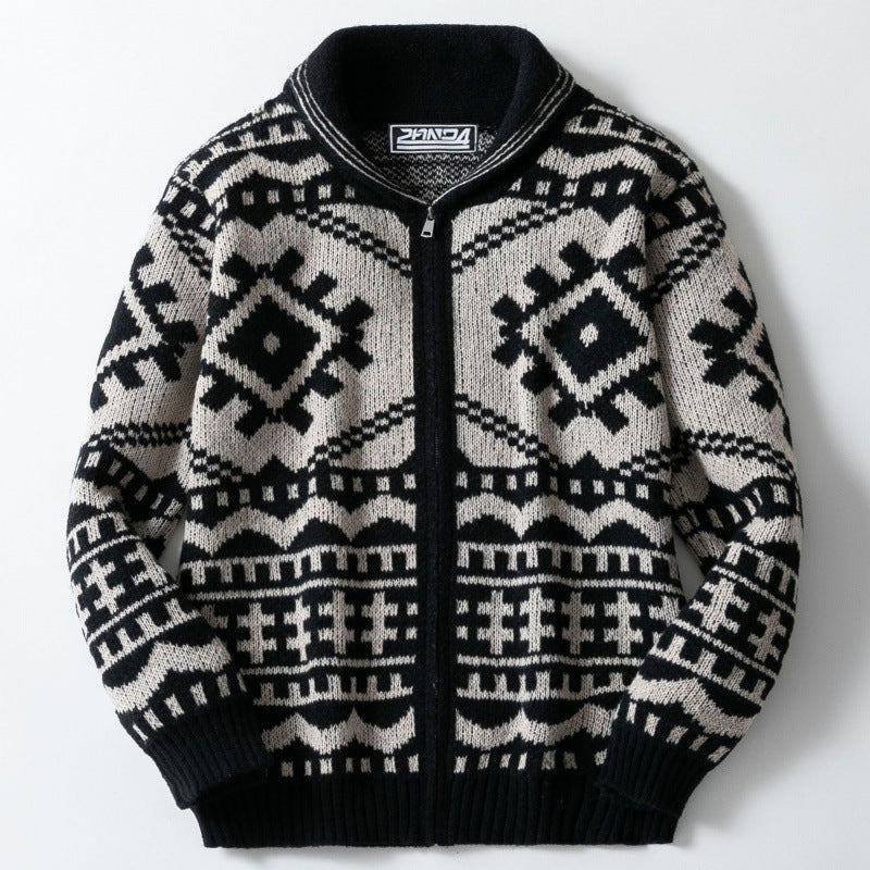 Herren designorientierte Strickjacke mit geometrischem Muster Drune
