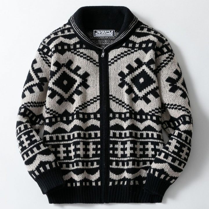 Herren designorientierte Strickjacke mit geometrischem Muster Drune