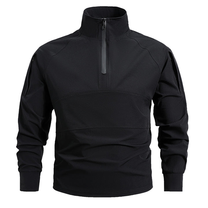 Herren nan taktisches Halbzip-Combatshirt mit Ärmeltaschen, elastischen Bündchen und atmungsaktivem Stretchmaterial Drune