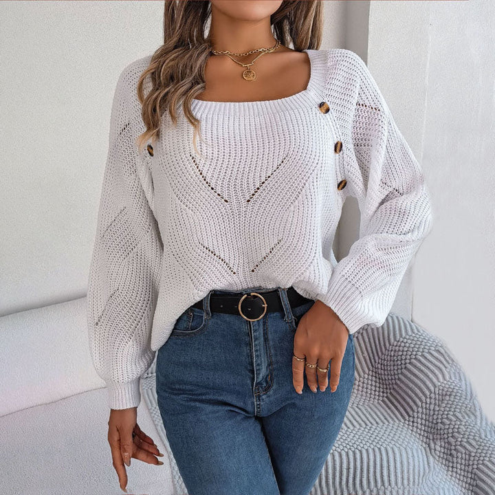 Drune | Bequemer Einfarbiger Strickpullover Für Freizeit