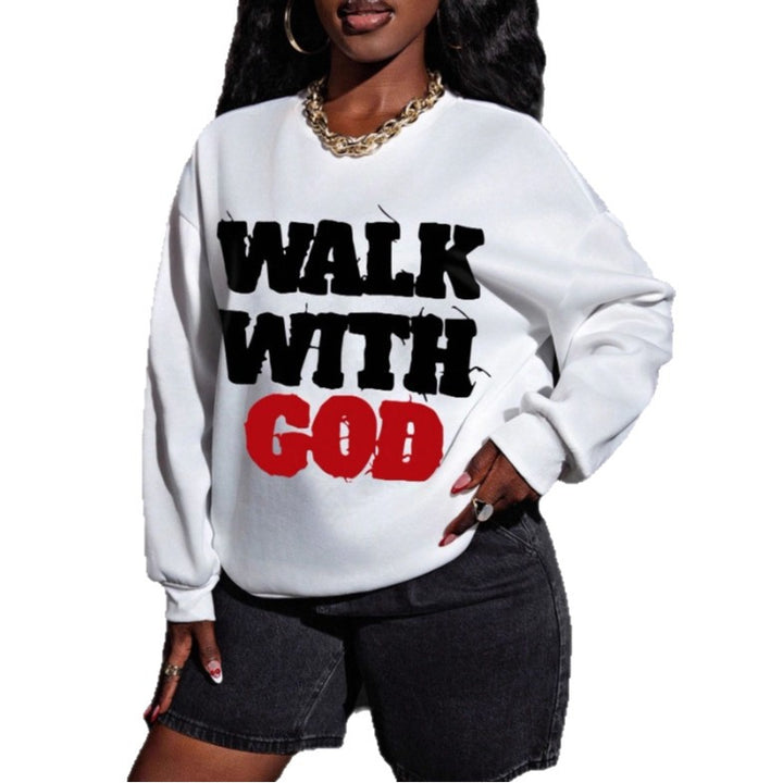 Damen nan Statement-Sweatshirt mit religiösem Typo-Print, oversized Schnitt, Rundhalsausschnitt und weichem Innenfutter Drune