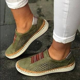 Damen Komfort-Slip-On-Sneaker aus Veloursleder mit elastischem Mehrstreifen-Dehnband und geflochtenem Espadrille-Detail Drune