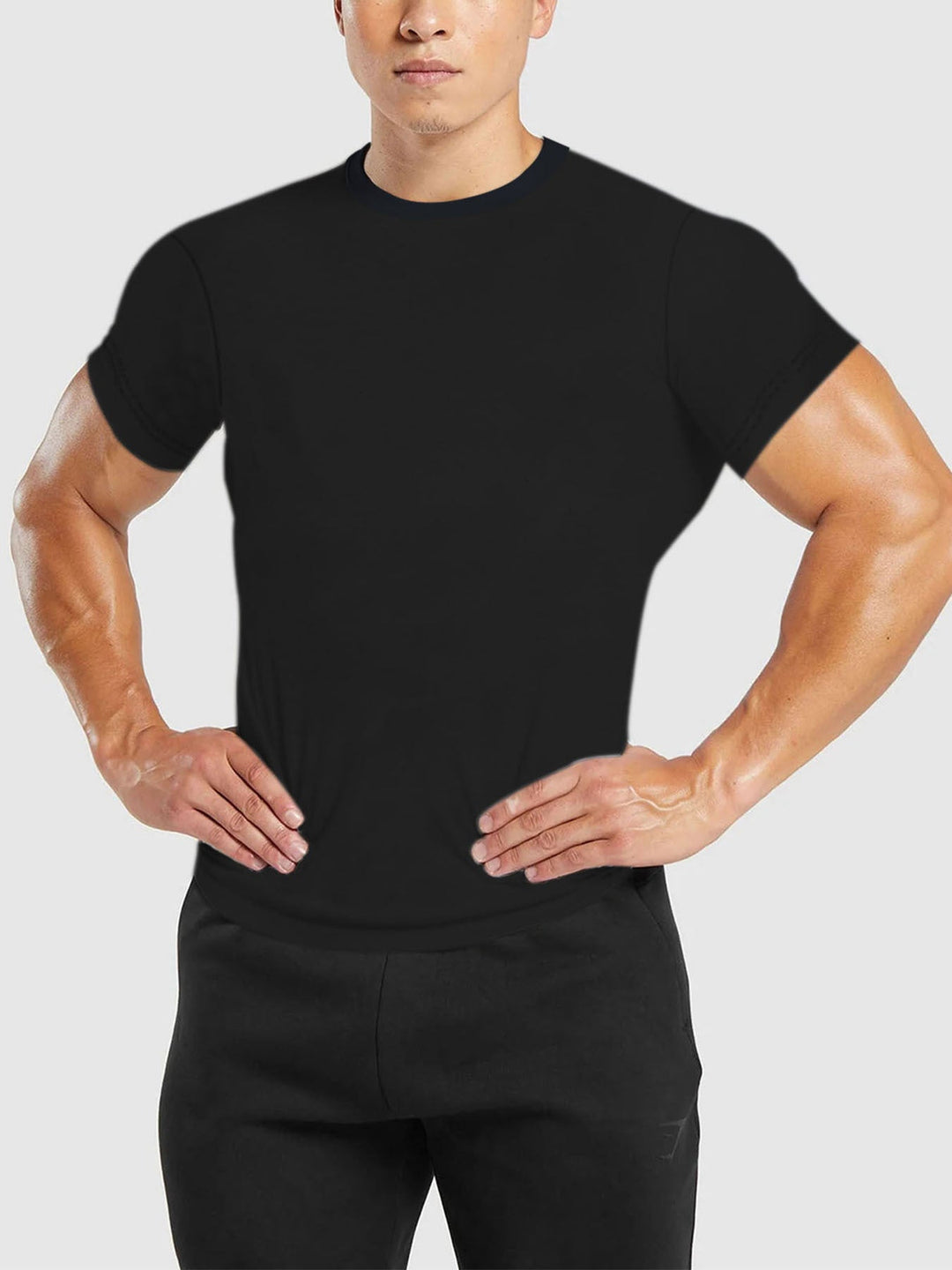 Herren nan tailliertes Rundhals-Leistungsshirt mit elastischem Seitenkeil und flachen Nähten Drune