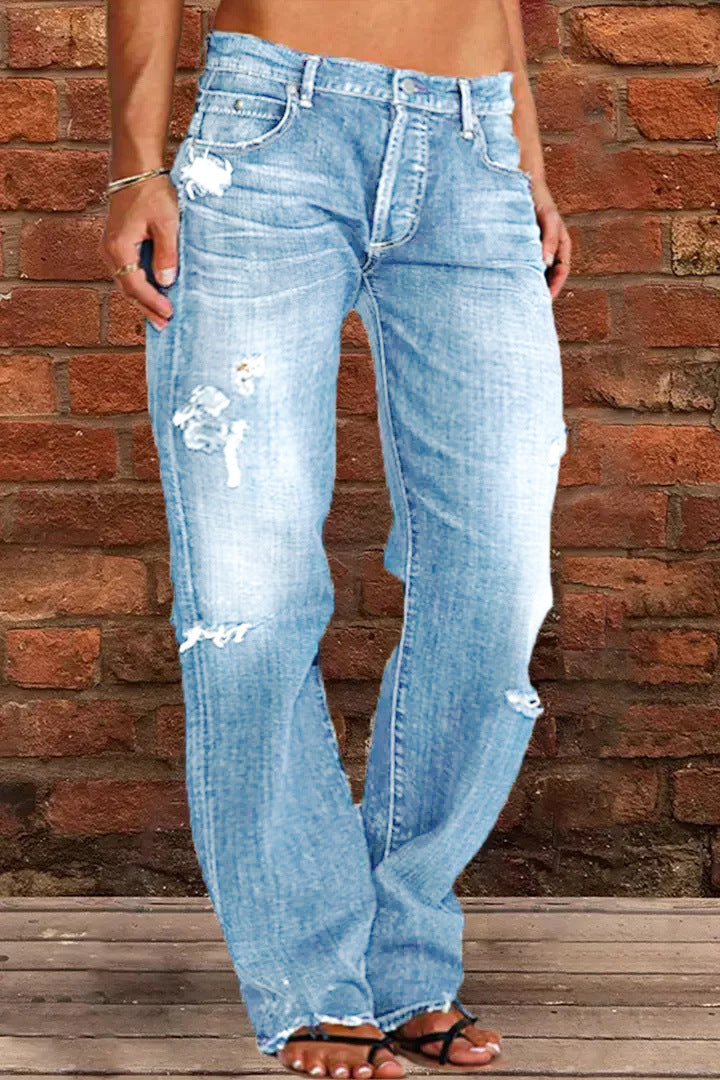 Damen lockere Jeans im Used-Look Drune
